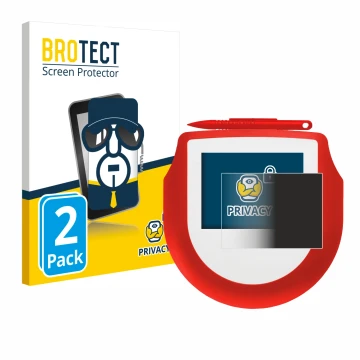 Front side of a product packaging with the brand logo BROTECT. Next to it is the device Signotec Signature Pad Omega shown wit