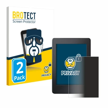 Front side of a product packaging with the brand logo BROTECT. Next to it is the device Amazon Kindle Paperwhite 2015 (7th Gen