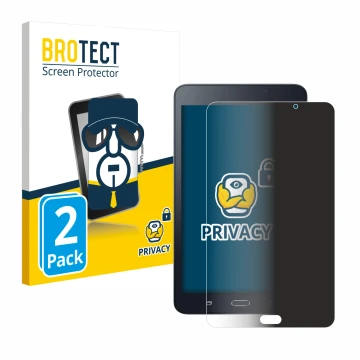 Front side of a product packaging with the brand logo BROTECT. Next to it is the device Samsung Galaxy Tab A6 7.0 shown with t