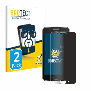 Front side of a product packaging with the brand logo BROTECT. Next to it is the device Motorola Moto G5 shown with the corres