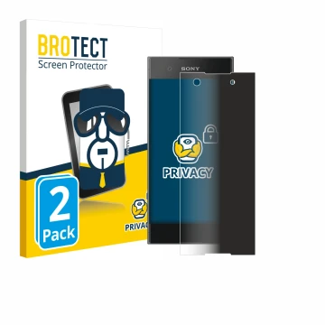 Front side of a product packaging with the brand logo BROTECT. Next to it is the device Sony Xperia XA1 shown with the corresp