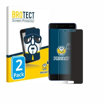 Front side of a product packaging with the brand logo BROTECT. Next to it is the device Nokia 5 shown with the corresponding s