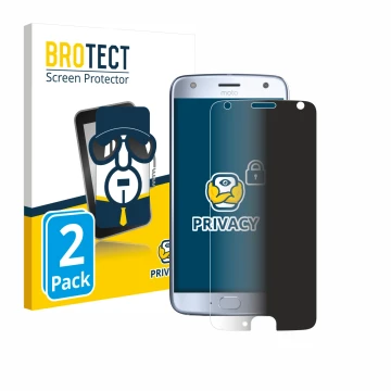 Front side of a product packaging with the brand logo BROTECT. Next to it is the device Lenovo Moto X4 shown with the correspo