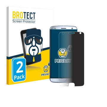 Front side of a product packaging with the brand logo BROTECT. Next to it is the device Motorola Moto X4 shown with the corres