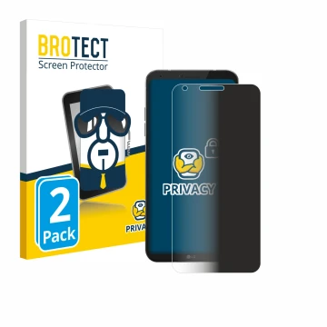 Front side of a product packaging with the brand logo BROTECT. Next to it is the device LG Q6 shown with the corresponding scr