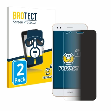 Front side of a product packaging with the brand logo BROTECT. Next to it is the device Huawei P9 Lite Mini shown with the cor
