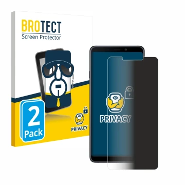 Front side of a product packaging with the brand logo BROTECT. Next to it is the device Samsung Galaxy A9 2018 shown with the 