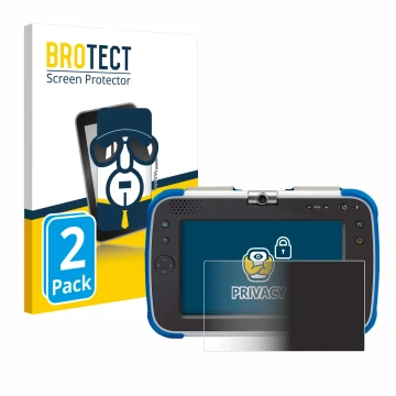 Front side of a product packaging with the brand logo BROTECT. Next to it is the device Vtech Storio Max XL 2.0 shown with the