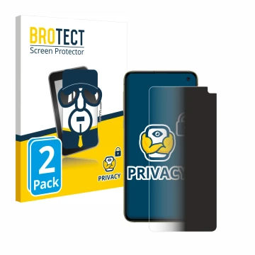 Front side of a product packaging with the brand logo BROTECT. Next to it is the device Samsung Galaxy S10e shown with the cor