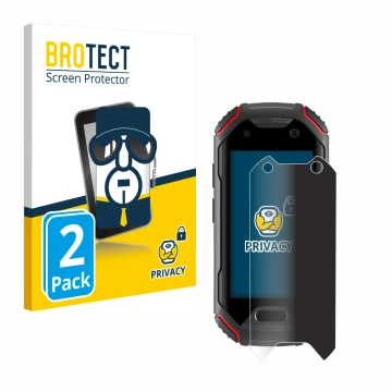 Front side of a product packaging with the brand logo BROTECT. Next to it is the device Unihertz Atom shown with the correspon