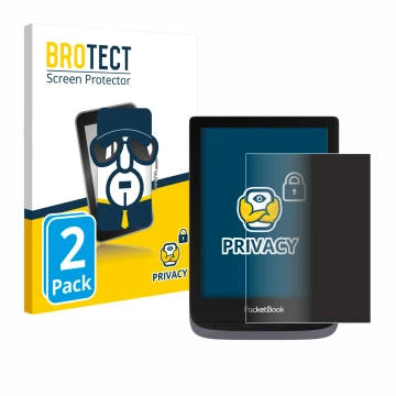 Front side of a product packaging with the brand logo BROTECT. Next to it is the device PocketBook Touch HD 3 shown with the c