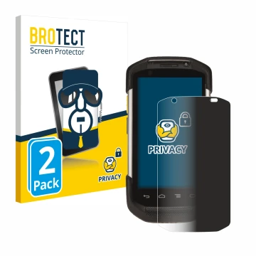Front side of a product packaging with the brand logo BROTECT. Next to it is the device Zebra TC77 shown with the correspondin