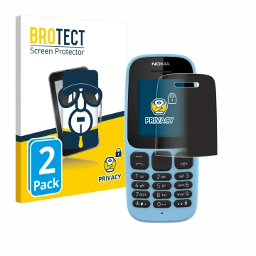 Front side of a product packaging with the brand logo BROTECT. Next to it is the device Nokia 105 2019 shown with the correspo