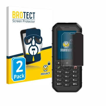 Front side of a product packaging with the brand logo BROTECT. Next to it is the device Caterpillar Cat B26 shown with the cor