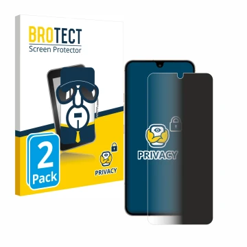 Front side of a product packaging with the brand logo BROTECT. Next to it is the device LG V60 ThinQ shown with the correspond