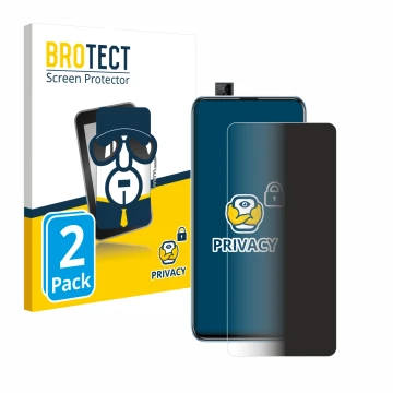 Front side of a product packaging with the brand logo BROTECT. Next to it is the device Huawei P smart Pro 2019 shown with the