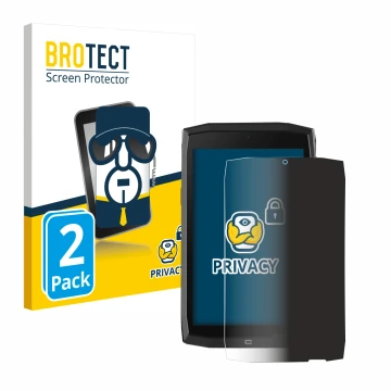 Front side of a product packaging with the brand logo BROTECT. Next to it is the device Crosscall Core T4 shown with the corre