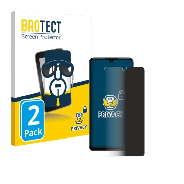 Front side of a product packaging with the brand logo BROTECT. Next to it is the device Huawei P30 lite New Edition shown with