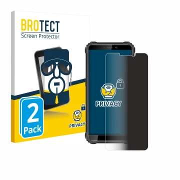 Front side of a product packaging with the brand logo BROTECT. Next to it is the device Oukitel WP5 shown with the correspondi