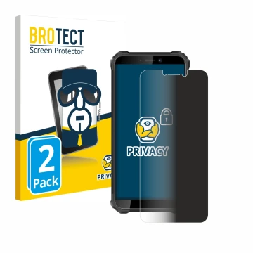 Front side of a product packaging with the brand logo BROTECT. Next to it is the device Oukitel WP5 Pro shown with the corresp