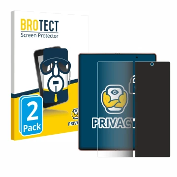 Front side of a product packaging with the brand logo BROTECT. Next to it is the device Samsung Galaxy Z Fold 2 5G (Inner disp