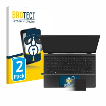 Front side of a product packaging with the brand logo BROTECT. Next to it is the device ASUS ZenBook Flip 14 UX463FA (Touch Tr