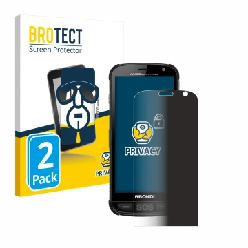 Front side of a product packaging with the brand logo BROTECT. Next to it is the device Brondi Amico shown with the correspond