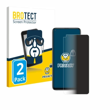 Front side of a product packaging with the brand logo BROTECT. Next to it is the device Xiaomi Mi 10T shown with the correspon