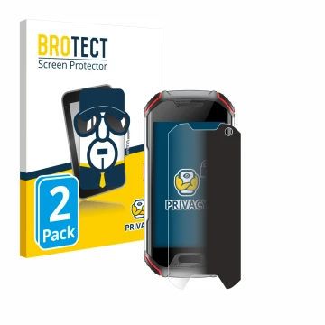 Front side of a product packaging with the brand logo BROTECT. Next to it is the device Unihertz Atom L shown with the corresp