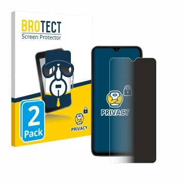 Front side of a product packaging with the brand logo BROTECT. Next to it is the device Xiaomi Redmi 9C NFC shown with the cor