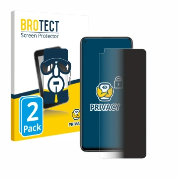 Front side of a product packaging with the brand logo BROTECT. Next to it is the device Xiaomi Mi 10T Pro 5G shown with the co