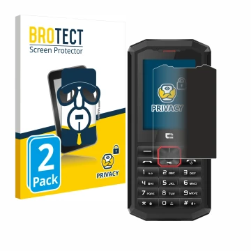 Front side of a product packaging with the brand logo BROTECT. Next to it is the device Crosscall Spider X5 shown with the cor