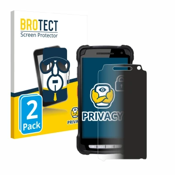 Front side of a product packaging with the brand logo BROTECT. Next to it is the device Point Mobile PM90 shown with the corre