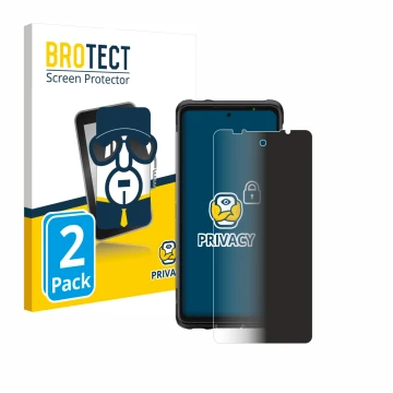 Front side of a product packaging with the brand logo BROTECT. Next to it is the device Ulefone Armor 10 5G shown with the cor