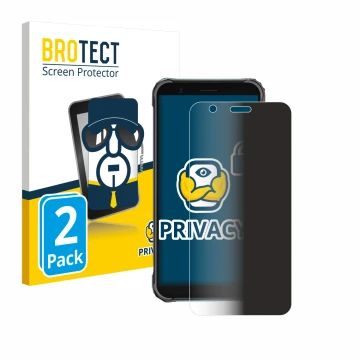 Front side of a product packaging with the brand logo BROTECT. Next to it is the device Blackview BV4900 Pro shown with the co