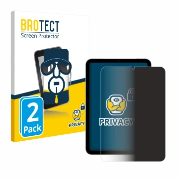 Front side of a product packaging with the brand logo BROTECT. Next to it is the device Apple iPad Mini 6 WiFi 2021 shown with