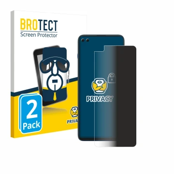 Front side of a product packaging with the brand logo BROTECT. Next to it is the device Motorola Edge S shown with the corresp