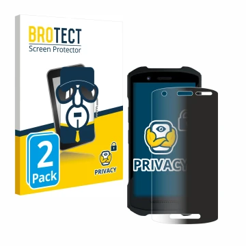 Front side of a product packaging with the brand logo BROTECT. Next to it is the device Zebra TC26 shown with the correspondin