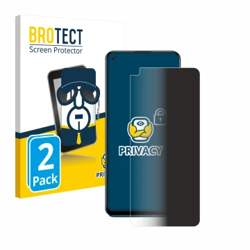 Front side of a product packaging with the brand logo BROTECT. Next to it is the device realme 8 Pro shown with the correspond