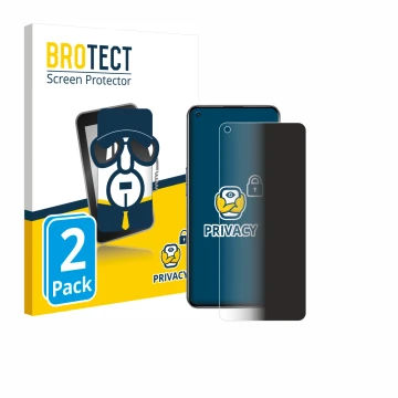 Front side of a product packaging with the brand logo BROTECT. Next to it is the device realme X7 Max 5G shown with the corres