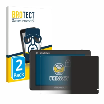 Front side of a product packaging with the brand logo BROTECT. Next to it is the device Feelworld LUT7 7