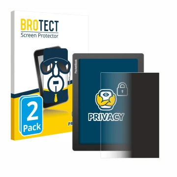 Front side of a product packaging with the brand logo BROTECT. Next to it is the device PocketBook InkPad Lite shown with the 