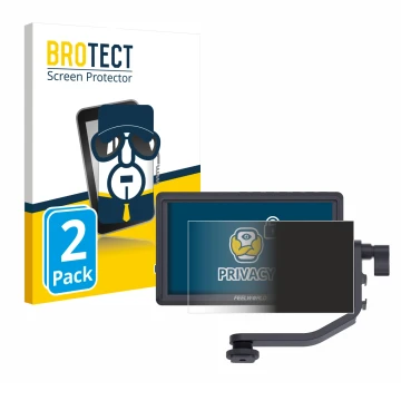 Front side of a product packaging with the brand logo BROTECT. Next to it is the device Feelworld FW568 5.5