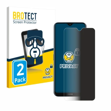 Front side of a product packaging with the brand logo BROTECT. Next to it is the device Nokia G50 shown with the corresponding