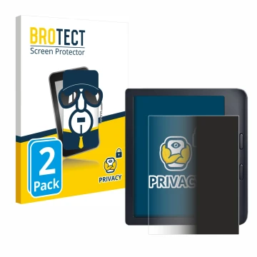 Front side of a product packaging with the brand logo BROTECT. Next to it is the device Kobo Libra 2 shown with the correspond