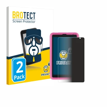 Front side of a product packaging with the brand logo BROTECT. Next to it is the device Blackview Tab 6 Kids shown with the co
