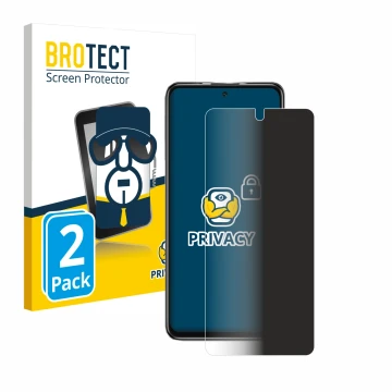 Front side of a product packaging with the brand logo BROTECT. Next to it is the device Xiaomi Poco M4 Pro 5G shown with the c