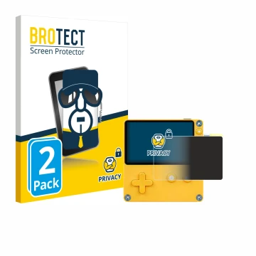 Front side of a product packaging with the brand logo BROTECT. Next to it is the device Panic Playdate shown with the correspo