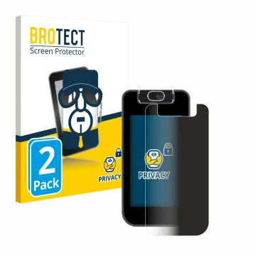 Front side of a product packaging with the brand logo BROTECT. Next to it is the device Vtech KidiBuzz 3 shown with the corres