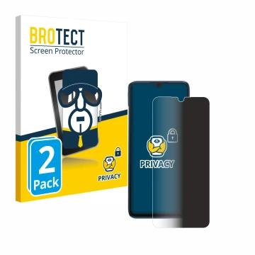 Front side of a product packaging with the brand logo BROTECT. Next to it is the device Xiaomi Redmi 10C shown with the corres